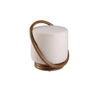 Angel Cerda White Fabric Pouffe 52x47x54 cm Walnut-Coloured Base | Size: 52 x 47 x 54 cm Angel Cerda White 52 x 47 x 54 cm