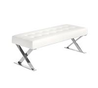 Angel Cerda White Leatherette Bench, Chrome Legs, 120x45x42 cm | Size: 120 x 45 x 42 cm Angel Cerda White 120 x 45 x 42 cm