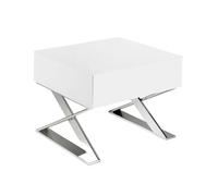 Angel Cerda White MDF Bedside Table with Chromed Stainless Steel Angel Cerda White