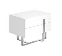 Angel Cerda White MDF Bedside Table with ChromePlated Legs, 2 Angel Cerda White