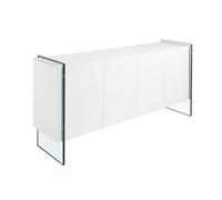 Angel Cerda White MDF Sideboard with Tempered Glass Legs, 4 Doors Angel Cerda White