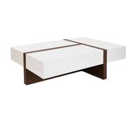 Angel Cerda Modern Rectangular Coffee Table In White And Walnut Wood
