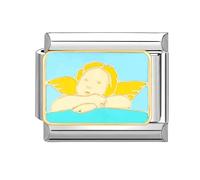 Angel Cherub Guardian Memorial Faith Charm Silver Italian 9mm Link Stainless Steel Bracelet Charm Compatible With Nomination 9mm Bracelet