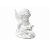 Angel Cherub Reading Book Figurine 22x15cm Resin Ornament White Decorative Baby Angel Statue Home Decor Spiritual Peaceful Shelf Ornament JR2528