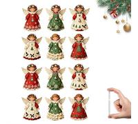 Angel Christmas Ornaments for Tree, 2D Wooden Xmas Tree Decorations, Retro Small Angel Hanging Figure for Xmas Trees Holiday Indoor Decor,Cute Festive Angels Hanging Ornaments