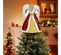 Angel Christmas Topper with 30cm Red Gold Angel Figurine Style Treetop Topper