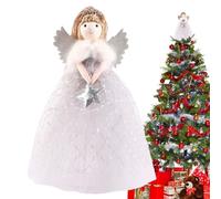 Angel Christmas Tree Topper, 15x26 cm Angel Doll Tree Topper with Wing, Cute Christmas Trees Decorations for Home Party