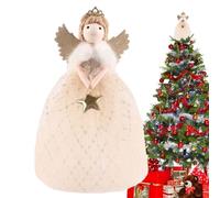 Angel Christmas Tree Topper, Angel Christmas Tree Top Ornament, Cute Fairy Topper Holiday Trees Decoration For Bedroom Living Room Office, 15x15x26cm