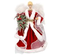 **Angel Christmas Tree Topper** - Luminous Angel Figurine with White Feather Wings for Christmas Tree Decoration
