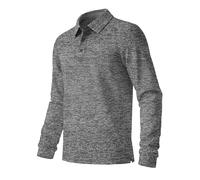 ANGEL CITIZ Golf Polo Shirts for Men Quick Dry Long Sleeve T Shirt Men's Polos Work Tops for Men Dark Grey L