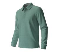 ANGEL CITIZ Mens Long Sleeve Polo Shirts Breathable Full Sleeve Collared Tops Moisture Wicking Work Tactical Shirts Green L