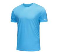 ANGEL CITIZ Men's Short Sleeve Dry Fit Active Crew Neck T Shirt Athletic Running Gym Workout Tee Tops Blue S