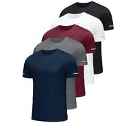 ANGEL CITIZ Mens T-Shirts Multipack Plain White T Shirt Slim Fit Tee Shirts for Men Adult Black Shirt Breathable S