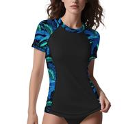 ANGEL CITIZ Rash Vest Women Short Sleeve UPF 50+ Womens Swim Top Beach Shirt Quick Dry Rash Guard Modest Swimwear