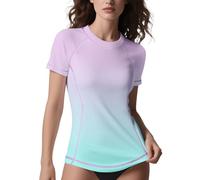 ANGEL CITIZ Rash Vest Women Short Sleeve UPF 50+ Womens Swim Top Beach Shirt Quick Dry Rash Guard Modest Swimwear