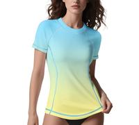 ANGEL CITIZ Rash Vest Women Short Sleeve UPF 50+ Womens Swim Top Beach Shirt Quick Dry Rash Guard Modest Swimwear