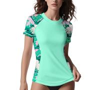 ANGEL CITIZ Rash Vest Women Short Sleeve UPF 50+ Womens Swim Top Beach Shirt Quick Dry Rash Guard Modest Swimwear