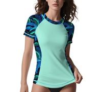 ANGEL CITIZ Rash Vest Women Short Sleeve UPF 50+ Womens Swim Top Beach Shirt Quick Dry Rash Guard Modest Swimwear