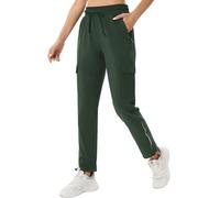 ANGEL CITIZ Women's Cargo Joggers Lightweight Walking Trousers Qucik Dry Hiking Pants with 5 Pockets Work Trousers Outdoor UPF 50+ Green