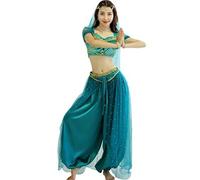 Angel Closet Aladdin Halloween Outfit Princess Jasmine Costume for Women Belly Dance (Turquoise, L)