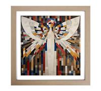 Angel Constructivism No.1 Framed Wall Art Print, Ready to Hang Picture for Living Room Bedroom Home Office, Oak 18 x 18 Inch (45 x 45 cm)