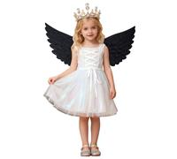 Angel Costume 2pcs Angel Wings and Crown, White Fairy Angel Wing Fallen Angels Style Christmas Fancy Dress Costume Designed for Kids Halloween Christmas Parties