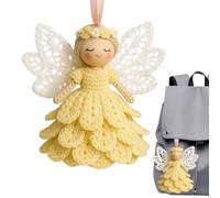 Angel Crochet Kit - 15 Cm Wool Ornament Set | Beginner DIY Craft Kit Yarn Supplies | Allows Creating Charming Angel Decorations for Christmas Tree Backpack and Home