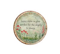 Angel Dance Round Sign, Vintage Floral Garden Wall Decor, Leave Room In Your Garden For The Angels To Dance, Vintage Farmhouse Style Indoor Outdoor Garden Porch Wall Decor