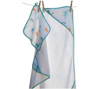 Angel Dear Muslin Hooded Towel and Washcloth (Dinosaur)
