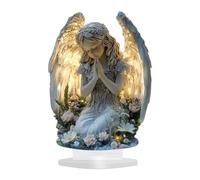 Angel Decor, with Prayer Pose Design, 20x17x0.3cm, Acrylic Angel Centerpiece Sign, Spiritual Ang-el Ornament, Lightweight Design, for Table, Shelf, Cabinet, Garden, Patio, Porch