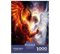 Angel Demon Pair 1000 Piece Puzzle for Adults Dual Element Harmony Classic Jigsaw Puzzle Recycled Cardboard Family Lovers Holiday Activity Indoor Leisure Cognitive Development 70x50cm
