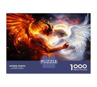 Angel Demon Pair 1000 Pieces Puzzle for Adults Dual Element Harmony Jigsaw Puzzle Recycled Cardboard Family Puzzle Lovers Holiday Activity Office Break Cognitive Development 52x38cm/1