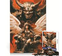 Angel Demon Samurai for Adults 1000 Piece Jigsaw Puzzle Sharp Recall Calm Recreation Uniform Cut Festive Present (38x52cm)