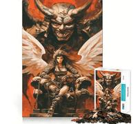 Angel Demon Samurai Jigsaw Puzzle 1000 Piece Mental Fun Game No Gap Tight Fitting Design for Family Gatherings (38x26cm)