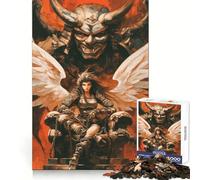 Angel Demon Samurai Teenagers 1000 Piece Jigsaw Puzzle Mind Clarity Cozy Pastime Perfect Lock Holiday Present (38x26cm)