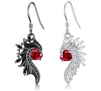 Angel Devil Earrings Angel Wings Heart Dangle Drop Earrings Gothic Jewelry for Women