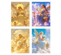 Angel Diamond Art Beauty 4 Pieces Small Diamond Painting Kits 35x50cm, 2025 New Crystal Gem Art Kids Beginners Square Full Drill Painting with Diamonds, DIY 5D Embroidery Canvas Home Decor z678f