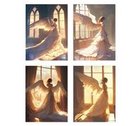 Angel Diamond Art Beauty 4 Pieces Small Diamond Painting Kits 55x70cm, 2025 New Crystal Gem Art Kids Full Drill Painting with Diamonds, DIY 5D Embroidery Cross Stitch Canvas Home Decor Gifts z1136f
