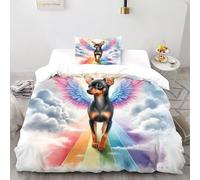 Angel Dog Double Duvet Set Ultrasoft Hypoallergenic Reversible Duvet Covers Non Iron Luxury Bedding Set With Zipper Closure Single（135x200cm）