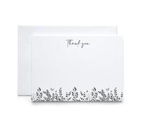 ANGEL & DOVE 10 Thank You Cards & Envelopes, A6, Black & White Leaves Design