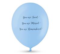 ANGEL & DOVE 25 Blue Funeral Balloons 'You are Loved, Missed, Remembered' - Biodegradable, for Memorial, Remembrance, Celebration of Life