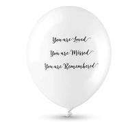 ANGEL & DOVE 25 White Funeral Balloons 'You are Loved, Missed, Remembered', Biodegradable - for Memorial, Celebration of Life