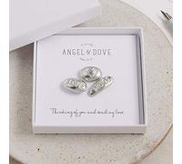 ANGEL & DOVE 3 Pewter 'Love, Hugs & Heart' Pebbles Sympathy Gift with Bag & Card