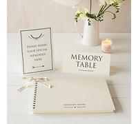 ANGEL & DOVE A4 Ivory Memory Book & 2 Signs Set - Funeral Condolence Book, Memorial, Celebration of Life