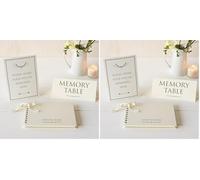 ANGEL & DOVE A5 Ivory Funeral Memory Book & 2 Signs - for Condolence Book, Memorial, Remembrance, Celebration of Life (Pack of 2)