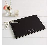 ANGEL & DOVE Funeral Condolence Book - Black Textured Covers, Ivory pages, A4 - for Memorial, Celebration of Life
