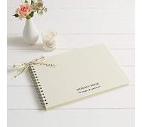 ANGEL & DOVE Funeral Memory Book - A4, Ivory Textured Cover - for Guest Book, Keepsake, Journal, Condolence, Celebration of Life