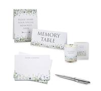 ANGEL & DOVE Funeral Memory Table Stationery Collection - Botanical Eucalyptus Design (25 Remembrance Cards, 2 Signs, Candle & Pen)