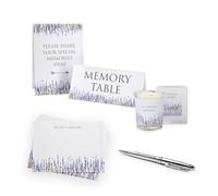 ANGEL & DOVE Lavender Funeral Memory Table Stationery Collection (Votive Candle, 25 Remembrance Cards, 2 Memory Table Signs & 'Memories' Pen)