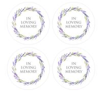 ANGEL & DOVE Pack of 35 Lavender 'in Loving Memory' Funeral Stickers